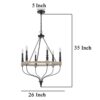 150220266991ebfcb7406.jpeg Omy 26 Inch Chandelier, Distressed Wood Wheel Candelabra Design, Black