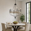 150220266991ebff4b4e7.jpeg Omy 26 Inch Chandelier, Distressed Wood Wheel Candelabra Design, Black