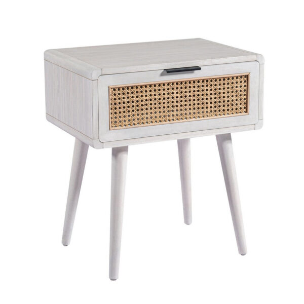 150220266991ec2f475d9.jpeg Camy Side End Table, Natural Brown Cane Woven Drawer, White 22 Inch