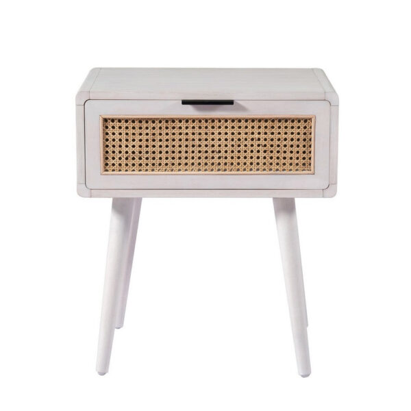 150220266991ec3288d2f.jpeg Camy Side End Table, Natural Brown Cane Woven Drawer, White 22 Inch