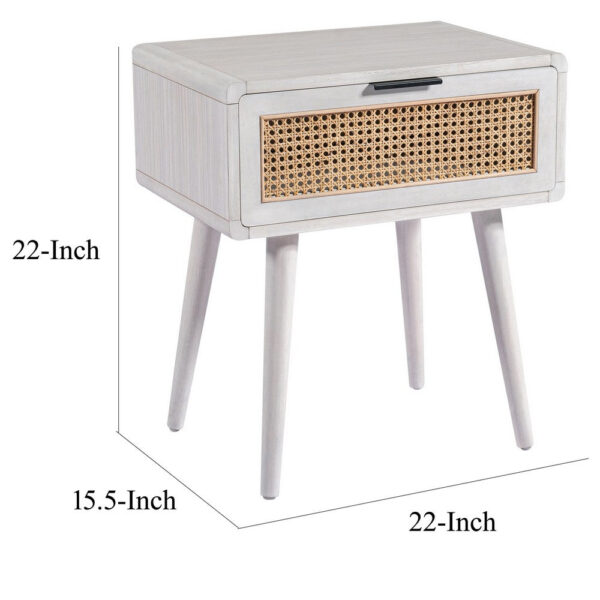 150220266991ec39e5e4f.jpeg Camy Side End Table, Natural Brown Cane Woven Drawer, White 22 Inch