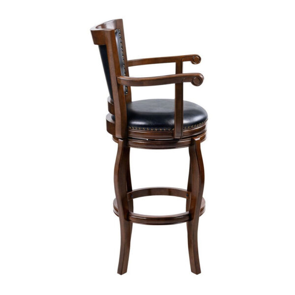 Hugo Swivel Barstool Chair, Black Faux Leather, 34 Inch Extra Tall