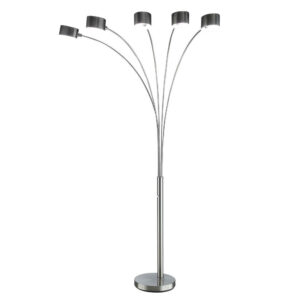 150220266991ec619a1d5.jpeg 5 Arm Arched Floor Lamp, 84 Inch Chrome Metal Sleek Stem, Round Base