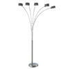 150220266991ec640820a.jpeg 5 Arm Arched Floor Lamp, 84 Inch Chrome Metal Sleek Stem, Round Base
