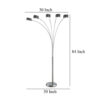 150220266991ec6b365c1.jpeg 5 Arm Arched Floor Lamp, 84 Inch Chrome Metal Sleek Stem, Round Base