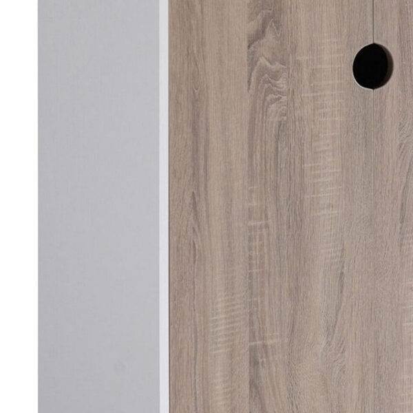 Wine Cabinet, 2 Drawers, Stemware and Bottle Rack, White Brown Gray