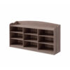 Hale Shoe Bench, 48 Inch Top, 9 Open Compartments, Taupe Brown Finish