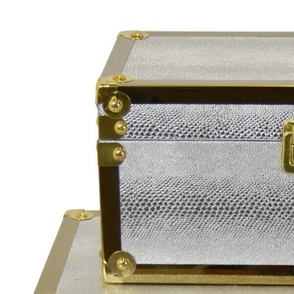 Jito Decorative Jewelry Box Set of 2, Abstract Pattern, Silver Gold