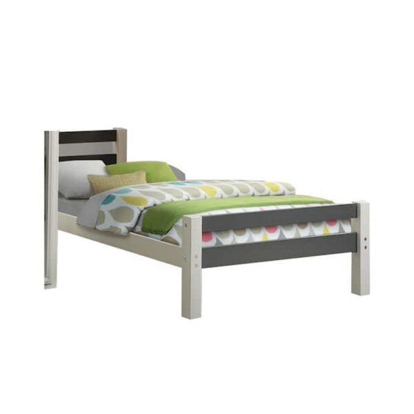 Robin Twin Size Bed, Transitional Style White and Gray Wood Frame