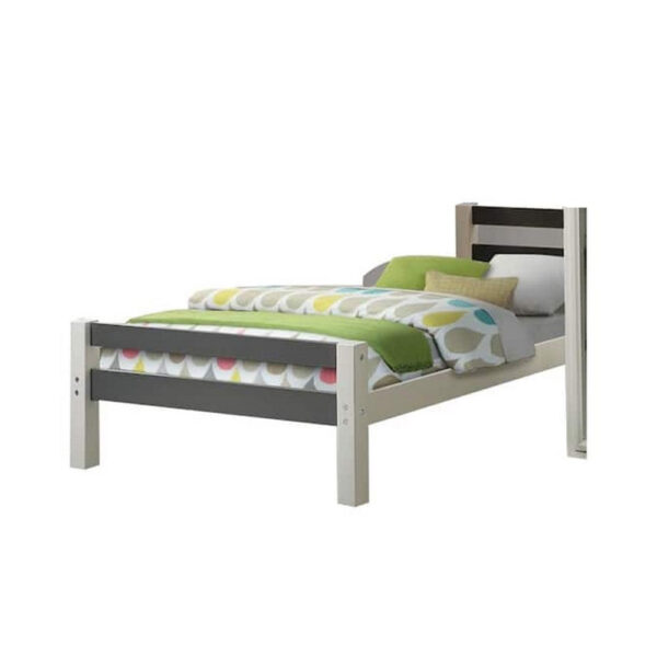 Robin Twin Size Bed, Transitional Style White and Gray Wood Frame