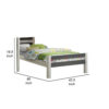 Robin Twin Size Bed, Transitional Style White and Gray Wood Frame