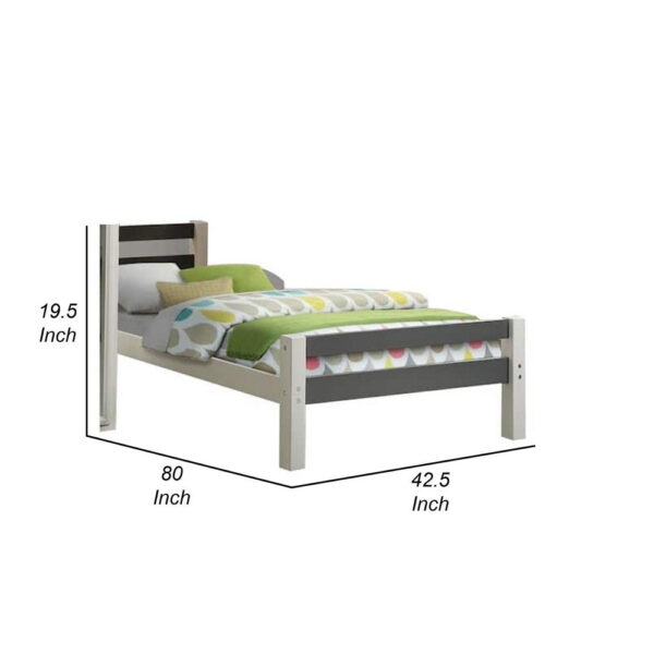 Robin Twin Size Bed, Transitional Style White and Gray Wood Frame