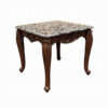 Aliya Side End Table, Rectangular 28 Inch Marble, Cherry Brown Wood
