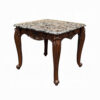 Aliya Side End Table, Rectangular 28 Inch Marble, Cherry Brown Wood