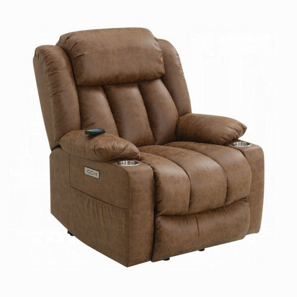 Mario Power Recliner Lift Chair, Heating Massage, Brown Faux Leather