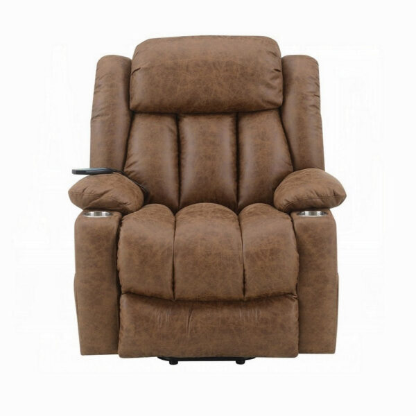 Mario Power Recliner Lift Chair, Heating Massage, Brown Faux Leather