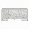 Anok Sideboard Console Cabinet, White Marble Look, Chrome, 65 Inch