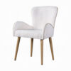 Willy Side Chair Set of 2, White Boucle, Soft Padding, Brown Wood Legs