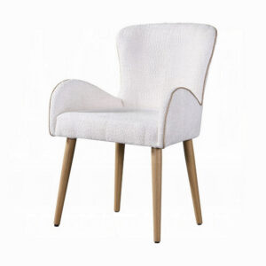 150220266991ed666dde1.jpeg Willy Side Chair Set of 2, White Boucle, Soft Padding, Brown Wood Legs