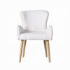 Willy Side Chair Set of 2, White Boucle, Soft Padding, Brown Wood Legs