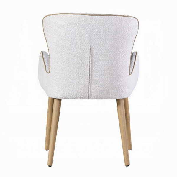 Willy Side Chair Set of 2, White Boucle, Soft Padding, Brown Wood Legs
