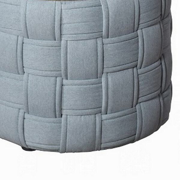 Reah Coffee Table, Knitted Light Blue Chenille, Brown Wood, 41 Inch