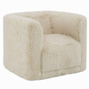 150220266991eda654142.jpeg Savoir Swivel Accent Chair, Modern Soft Furry Beige Fabric, Round Arms