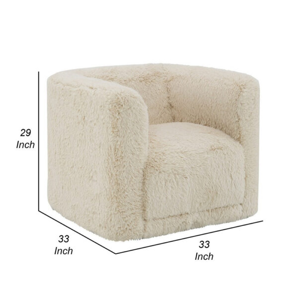 150220266991edb1cec73.jpeg Savoir Swivel Accent Chair, Modern Soft Furry Beige Fabric, Round Arms