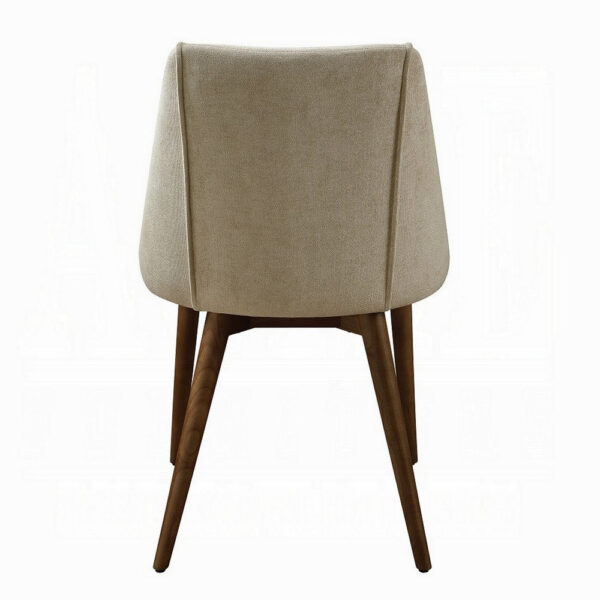 Iliana Side Dining Chair Set of 2, Beige Fabric, Tapered Brown Legs