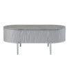 Doug Coffee Table, Gray High Gloss, Chrome Metal, Gray Wood, 47 Inch