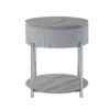 Doug Side End Table, 22 Inch Gray High Gloss Wood, Chrome Metal Finish