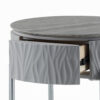 Doug Side End Table, 22 Inch Gray High Gloss Wood, Chrome Metal Finish
