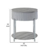 Doug Side End Table, 22 Inch Gray High Gloss Wood, Chrome Metal Finish