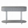 Doug Sofa Table, Gray High Gloss Wood, Drawers, Chrome Metal, 47 Inch