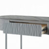 Doug Sofa Table, Gray High Gloss Wood, Drawers, Chrome Metal, 47 Inch