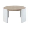 Romani Coffee Table, White High Gloss Wood, Brown Top, Round 33 Inch