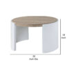 Romani Coffee Table, White High Gloss Wood, Brown Top, Round 33 Inch
