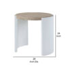Romani Side End Table, White High Gloss Wood, Brown Top, Oval 26 Inch