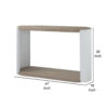 Romani Sofa Console Table, White High Gloss Wood, Brown, Oval 47 Inch
