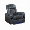 150220266991ee3f56e3a.jpeg Liza Power Motion Recliner Chair, Bluetooth, Gray Black Faux Leather