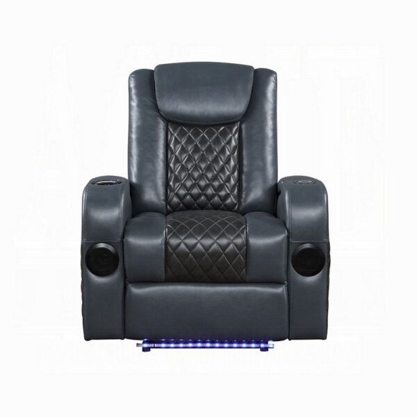 150220266991ee422631e.jpeg Liza Power Motion Recliner Chair, Bluetooth, Gray Black Faux Leather