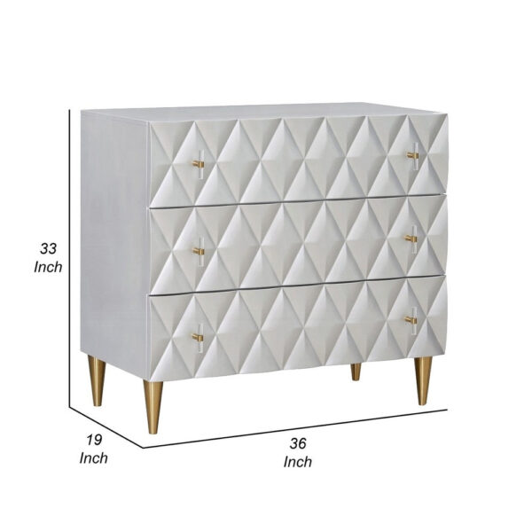 36 Inch Wide Nightstand Dresser, Drawers w Jewelry Tray, Silver, Gold