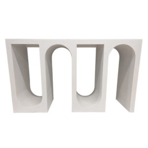 Rectangular Console Table with Wavelike Base, 54 Inch White Wood