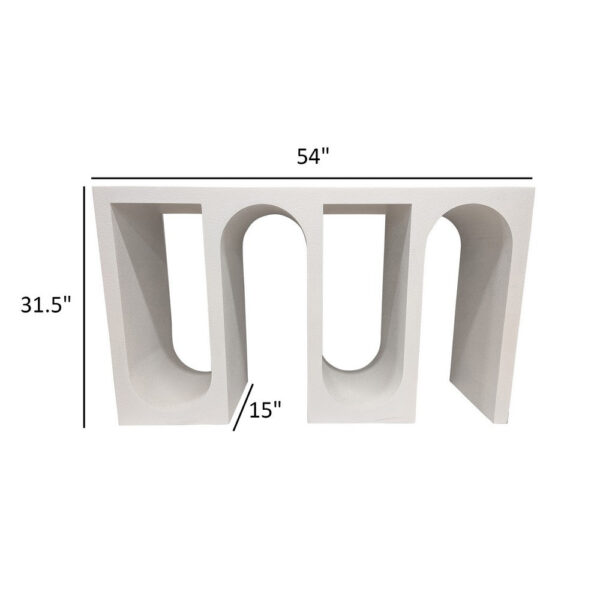 150220266991ee87bc123.jpeg Rectangular Console Table with Wavelike Base, 54 Inch White Wood