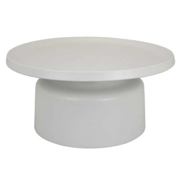 Ricca Plant Stand Table, White Metal, Round 29 Inch Top, Pedestal Base