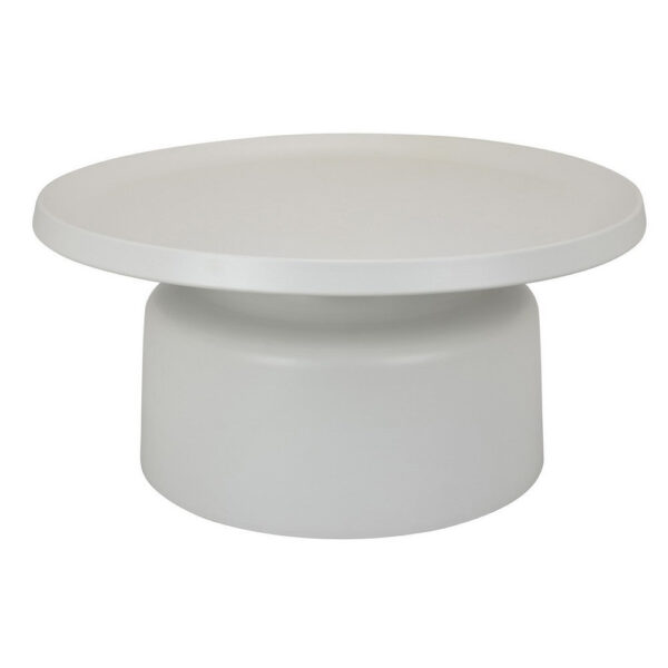 Ricca Plant Stand Table, White Metal, Round 29 Inch Top, Pedestal Base