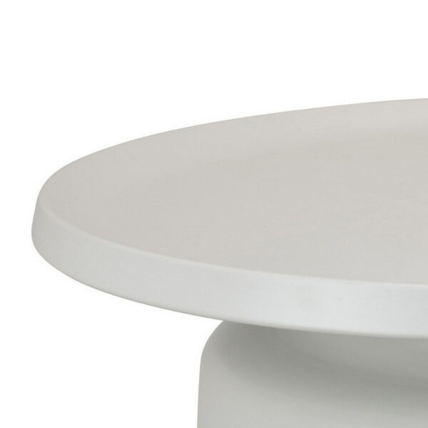 Ricca Plant Stand Table, White Metal, Round 29 Inch Top, Pedestal Base