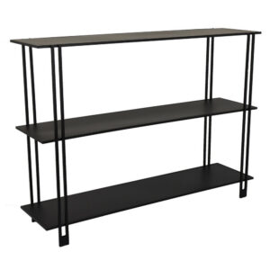 Rasha 3 Tier Storage Rack Rack, Spacious Shelves, Black Metal, 44 Inch