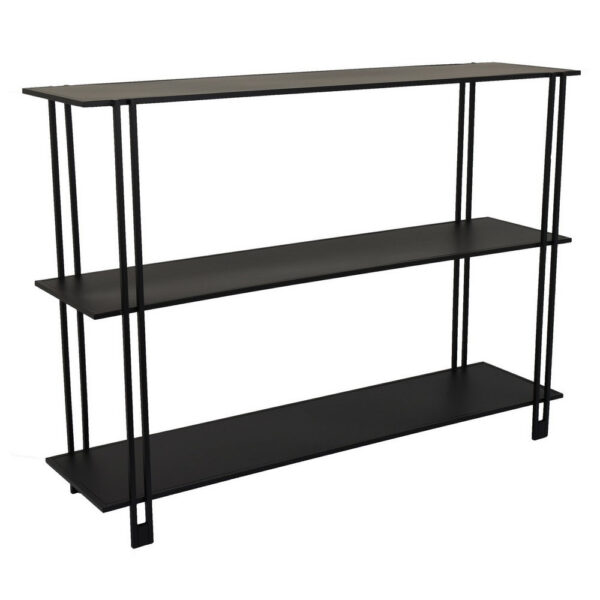 Rasha 3 Tier Storage Rack Rack, Spacious Shelves, Black Metal, 44 Inch