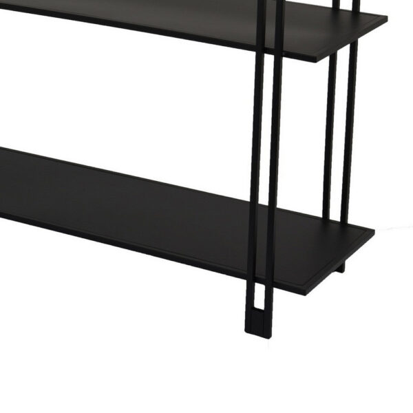 Rasha 3 Tier Storage Rack Rack, Spacious Shelves, Black Metal, 44 Inch